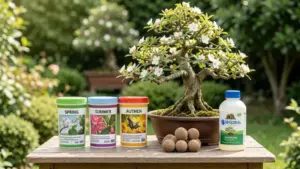 Abono para bonsai calendario estacional NPK primavera verano otono invierno con bigobal organicas y fertilizante liquido junt
