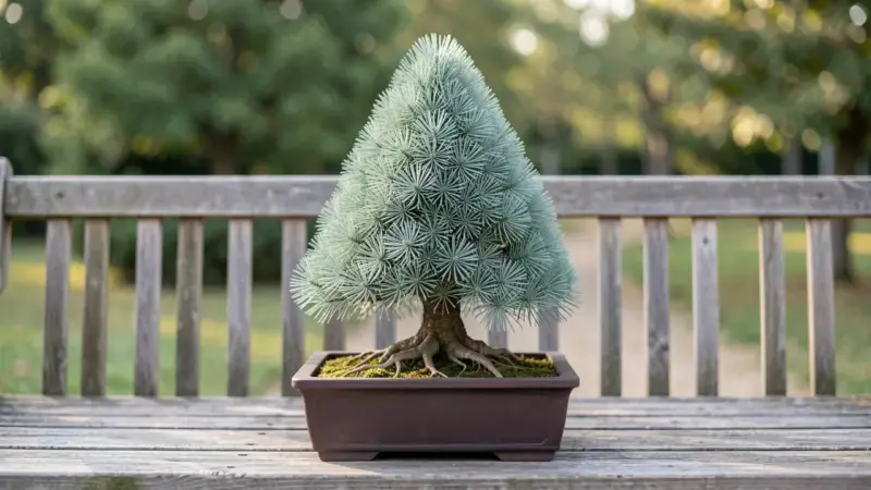 Picea glauca conica bonsai con forma conica natural y agujas cortas verde-grises - picea glauca bonsai conica